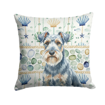 Blue Lakeland Terrier Coastal Sea Glass Throw Pillow 14" x 14" product image at NuMercy