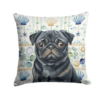 Black Pug Coastal Sea Glass Throw Pillow 14" x 14" product image at NuMercy