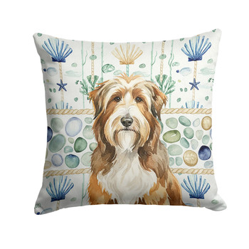 Brown Bearded Collie Coastal Sea Glass Throw Pillow 14" x 14" product image at NuMercy