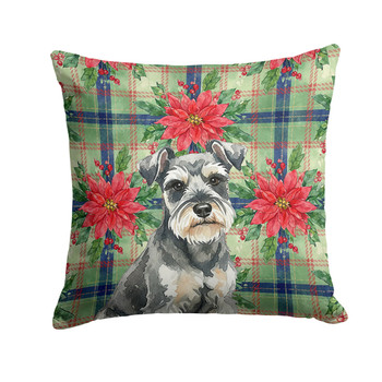 Miniature Schnauzer Christmas Poinsettias Throw Pillow 14" x 14" product image at NuMercy