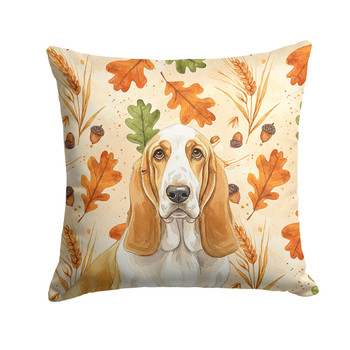 Lemon and White Basset Hound Heirloom Fall Throw Pillow 14" x 14" product image at NuMercy