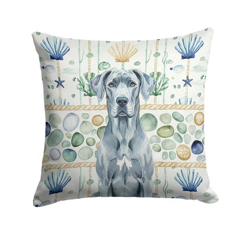 Blue Great Dane Coastal Sea Glass Throw Pillow 14" x 14" product image at NuMercy