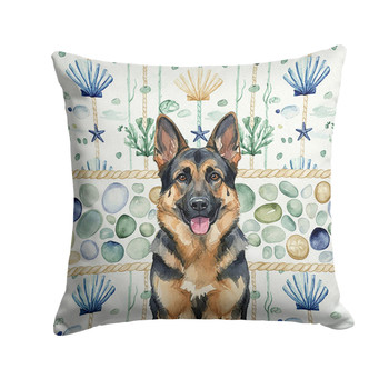 German Shepherd Coastal Sea Glass Throw Pillow 14" x 14" product image at NuMercy