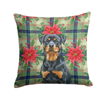Rottweiler Christmas Poinsettias Throw Pillow 14" x 14" product image at NuMercy