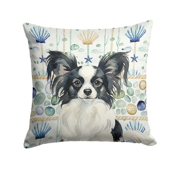 Black and White Papillon Coastal Sea Glass Throw Pillow 14" x 14" product image at NuMercy