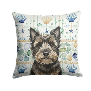 Black Cairn Terrier Coastal Sea Glass Throw Pillow 14" x 14" product image at NuMercy