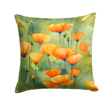 California California Poppies in Watercolor Throw Pillow 14" x 14" DAC1630 product image at NuMercy