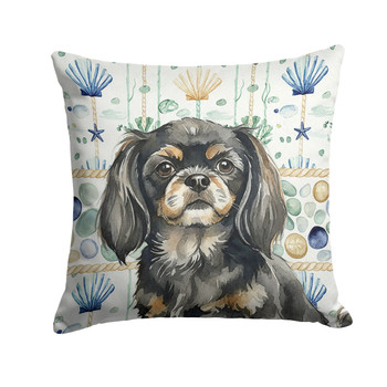 Black and Tan Tibetan Spaniel Coastal Sea Glass Throw Pillow 14" x 14" product image at NuMercy