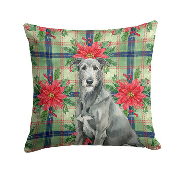 Gray Irish Wolfhound Christmas Poinsettias Throw Pillow 14" x 14" product image at NuMercy