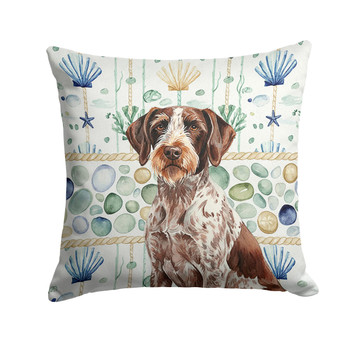 Roan German Wirehaired Pointer Coastal Sea Glass Throw Pillow 14" x 14" product image at NuMercy