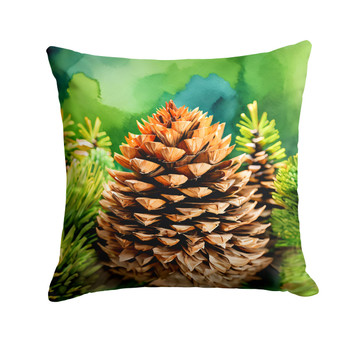 Maine White Pine Cone and Tassels in Watercolor Throw Pillow 14" x 14" DAC1664 product image at NuMercy