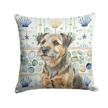 Grizzle and Tan Border Terrier Coastal Sea Glass Throw Pillow 14" x 14" product image at NuMercy