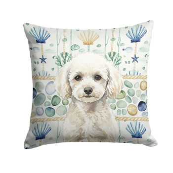 Toy White Poodle Coastal Sea Glass Throw Pillow 14" x 14" product image at NuMercy
