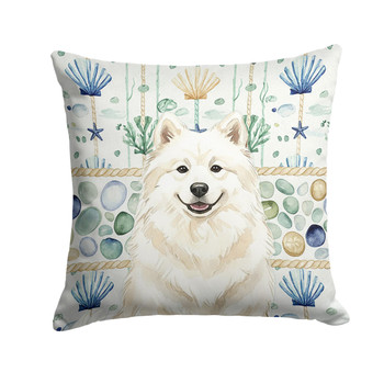 Cream Samoyed Coastal Sea Glass Throw Pillow 14" x 14" product image at NuMercy