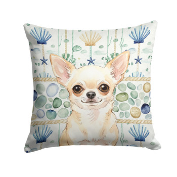 Cream Chihuahua Coastal Sea Glass Throw Pillow 14" x 14" product image at NuMercy