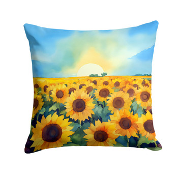 Kansas Sunflowers in Watercolor Throw Pillow 14" x 14" DAC1655 product image at NuMercy