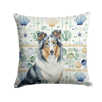Blue Merle Collie Coastal Sea Glass Throw Pillow 14" x 14" product image at NuMercy