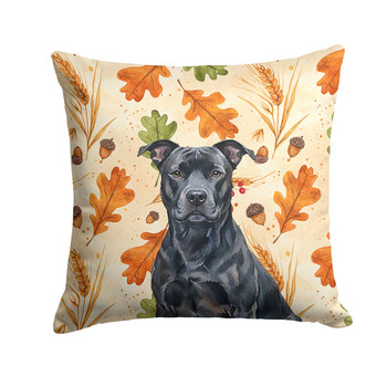 Black American Staffordshire Terrier Heirloom Fall Throw Pillow 14" x 14" product image at NuMercy