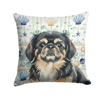 Black and Tan Pekingese Coastal Sea Glass Throw Pillow 14" x 14" product image at NuMercy