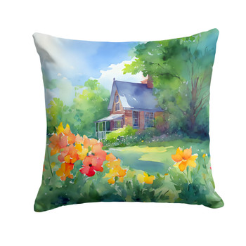 Massachusetts Mayflowers in Watercolor Throw Pillow 14" x 14" DAC1669 product image at NuMercy