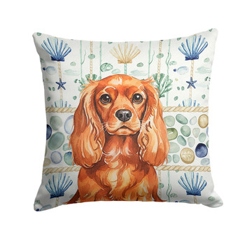 Ruby English Toy Spaniel Coastal Sea Glass Throw Pillow 14" x 14" product image at NuMercy
