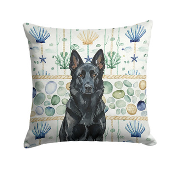 Black German Shepherd Coastal Sea Glass Throw Pillow 14" x 14" product image at NuMercy