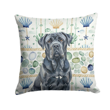 Black Neapolitan Mastiff Coastal Sea Glass Throw Pillow 14" x 14" product image at NuMercy