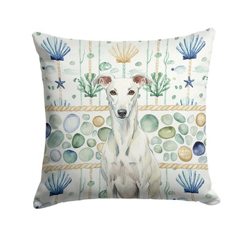 White Greyhound Coastal Sea Glass Throw Pillow 14" x 14" product image at NuMercy