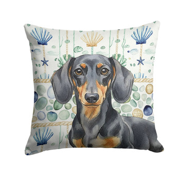 Black and Tan Dachshund Coastal Sea Glass Throw Pillow 14" x 14" product image at NuMercy