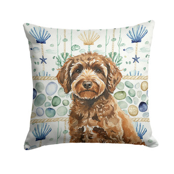 Spanish Water Dog Coastal Sea Glass Throw Pillow 14" x 14" product image at NuMercy