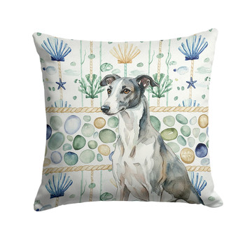 Black and White Greyhound Coastal Sea Glass Throw Pillow 14" x 14" product image at NuMercy