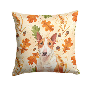 Red and White Bull Terrier Heirloom Fall Throw Pillow 14" x 14" product image at NuMercy