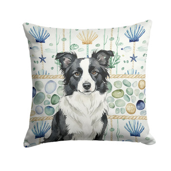 Border Collie Coastal Sea Glass Throw Pillow 14" x 14" product image at NuMercy