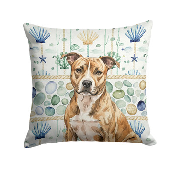 Brindle American Staffordshire Terrier Coastal Sea Glass Throw Pillow 14" x 14" product image at NuMercy