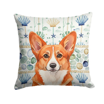 Red Cardigan Welsh Corgi Coastal Sea Glass Throw Pillow 14" x 14" product image at NuMercy