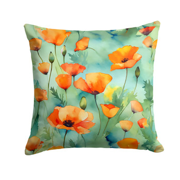 California California Poppies in Watercolor Throw Pillow 14" x 14" DAC1629 product image at NuMercy