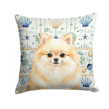 Cream Pomeranian Coastal Sea Glass Throw Pillow 14" x 14" product image at NuMercy