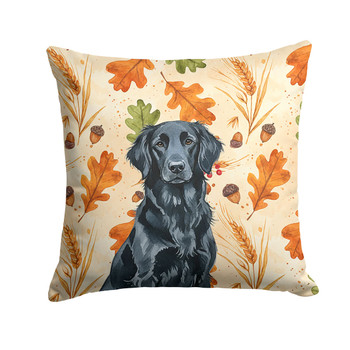 Black Flat-Coated Retriever Heirloom Fall Throw Pillow 14" x 14" product image at NuMercy