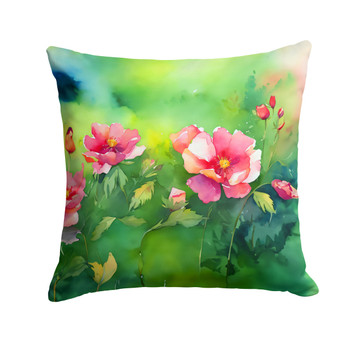 Iowa Wild Prairie Roses in Watercolor Throw Pillow 14" x 14" DAC1651 product image at NuMercy
