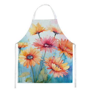 Gerbera Daisies in Watercolor Cooking Kitchen Apron DAC1570 product image at NuMercy