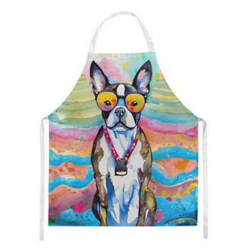 Boston Terrier Hippie Dawg Cooking Kitchen Apron DAC2467 product image at NuMercy
