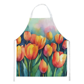 Tulips in Watercolor Cooking Kitchen Apron DAC1620 product image at NuMercy