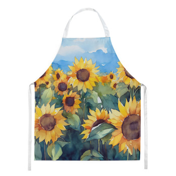 Sunflowers in Watercolor Cooking Kitchen Apron DAC1610 product image at NuMercy