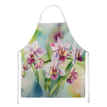 Orchids in Watercolor Cooking Kitchen Apron DAC1557 product image at NuMercy
