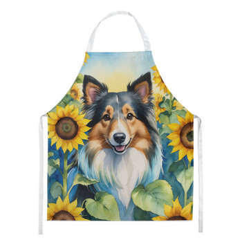 Sheltie in Sunflowers Cooking Kitchen Apron product image at NuMercy