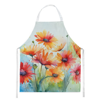 Gerbera Daisies in Watercolor Cooking Kitchen Apron DAC1573 product image at NuMercy