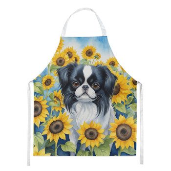 Japanese Chin in Sunflowers Cooking Kitchen Apron DAC6103 product image at NuMercy