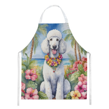 White Poodle Luau Cooking Kitchen Apron DAC6495 product image at NuMercy