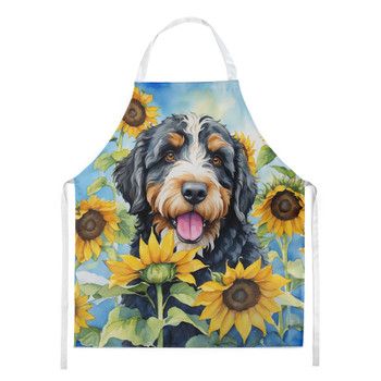 Bernedoodle in Sunflowers Cooking Kitchen Apron product image at NuMercy