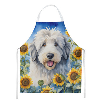Old English Sheepdog in Sunflowers Cooking Kitchen Apron product image at NuMercy